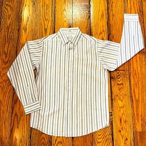 CALVIN KLEIN BOYS SIZE 16 LIGHTWEIGHT STRIPED COTTON LONG SLEEVE BUTTON UP SHIRT